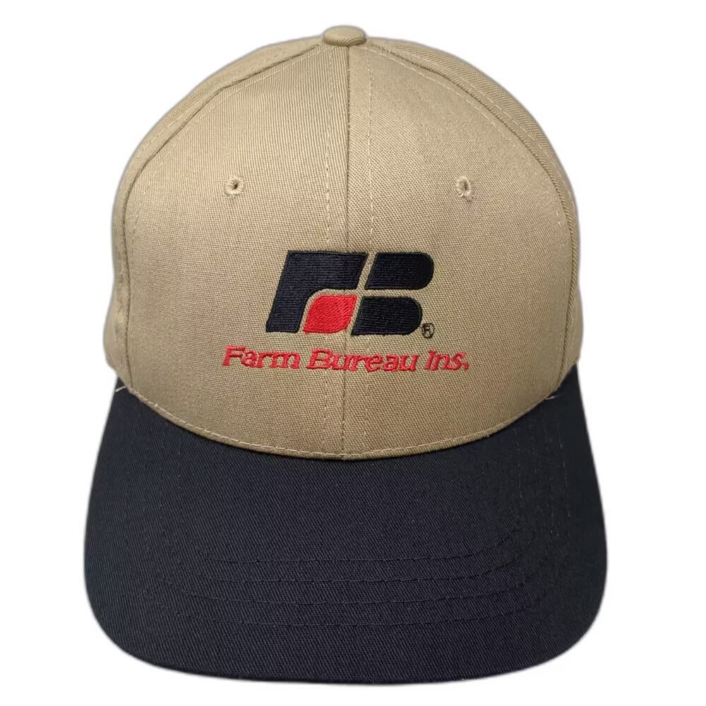 Competition Headwear Baseball Cap Hat Beige Black OS Farm Bureau Ins Made in USA
